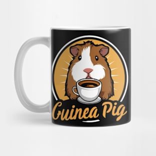 printed design of a guinea pig sipping a cup of coffee, cute cartoon style(1) Mug